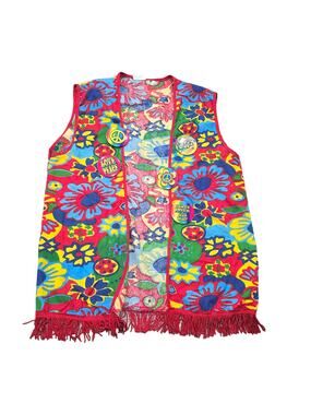 Forum Novelties Colorful Flower Print Generation Hippie Vest Costume Retro Top